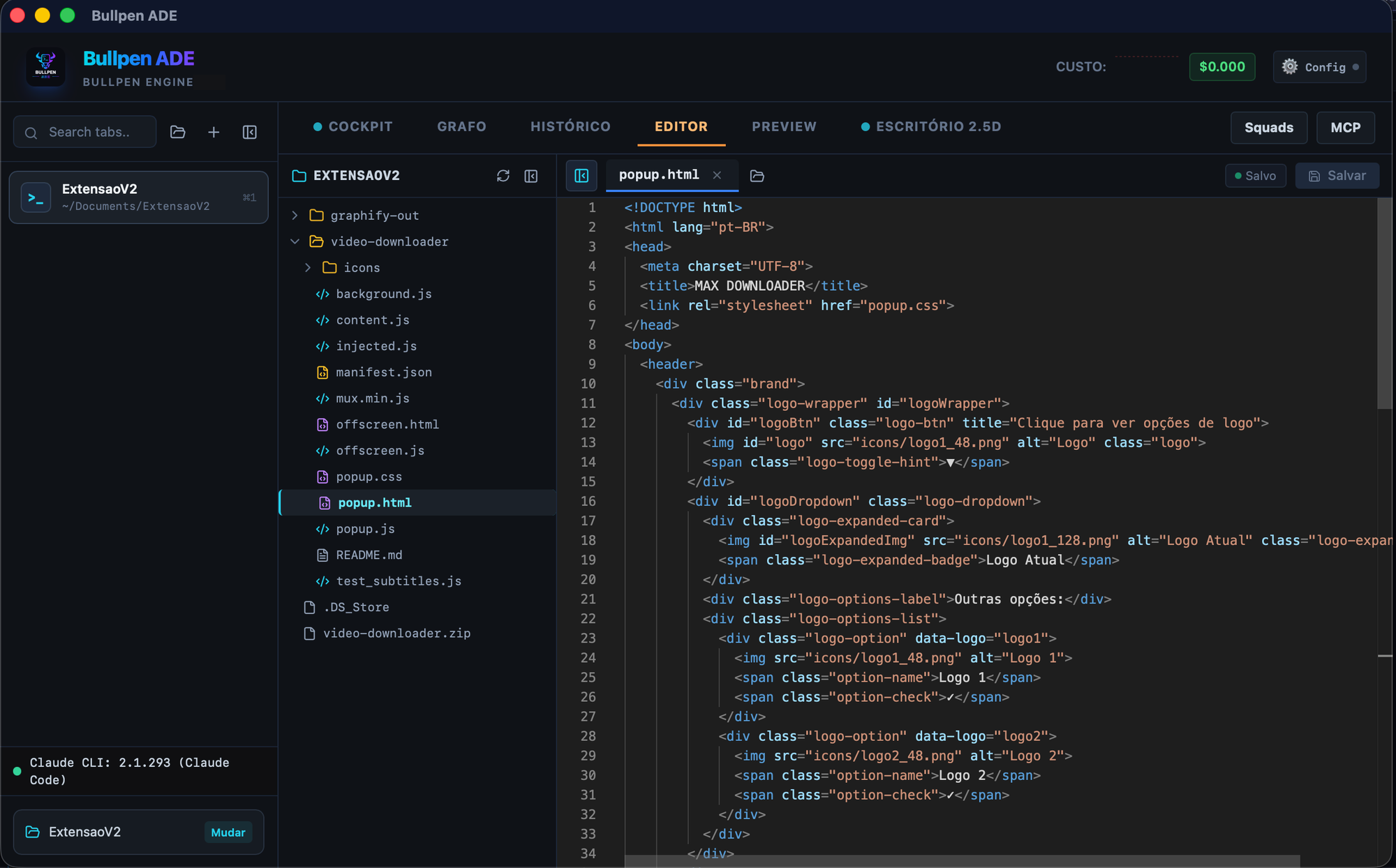 Monaco Editor integrado com árvore de arquivos e edição de código em tempo real